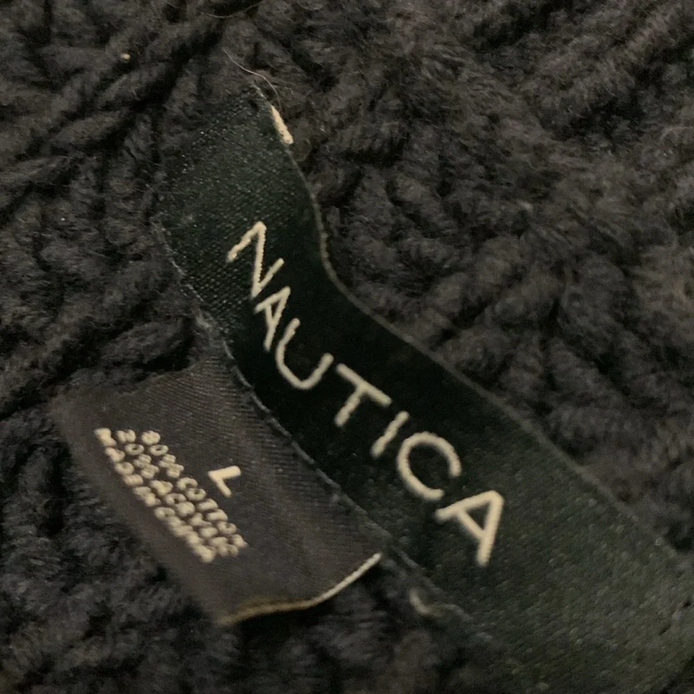 Nautica Cable, chunky net navy blue size large sweater - Picture 6 of 16